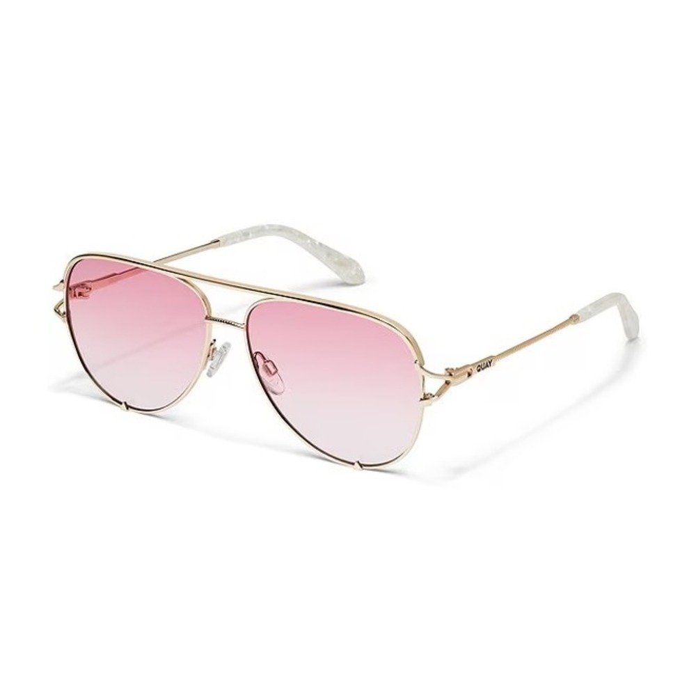 Quay High Key Twist Adorned Aviator Sunglasses Rose Pink Gold Limited Edition